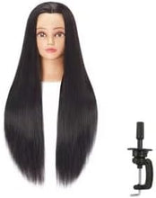 Load image into Gallery viewer, Mannequin Head with 100% Human Hair With Stand, 24 To 20 inch Real Hair, Cosmetology Doll Nature Hair Head For Hairdressers' Practice Training, Hairstyling and Braid-رأس مانيكان بشعر بشري 100% مع حامل، شعر حقيقي من 24 إلى 20 بوصة،