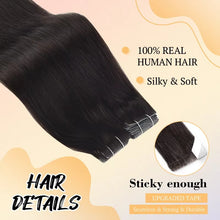 Load image into Gallery viewer, Hand Woven Invisible Seamless Human Hair Tape In Extension Nature Black شريط شعر بشري غير ملحوم وغير مرئي منسوج يدويًا في امتداد طبيعي أسود