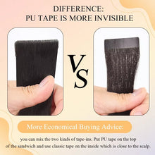 Load image into Gallery viewer, Hand Woven Invisible Seamless Human Hair Tape In Extension Nature Black شريط شعر بشري غير ملحوم وغير مرئي منسوج يدويًا في امتداد طبيعي أسود