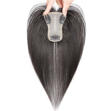 Load image into Gallery viewer, Silk Base Human Hair Topper for Women - Daily Wear Undetectable Hairpiece, Double Wefted Design for Thinning Hair & Gray Coverage, Breathable High Crown Volume & Natural Look-غطاء رأس من شعر الإنسان بقاعدة حريرية للنساء