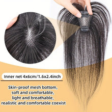 Load image into Gallery viewer, Breathable Swiss Lace Base Hair Topper for Women, Human Hair Pieces for Thinning, Adding Volume & Cover Gray Hair (Fringe Bangs)