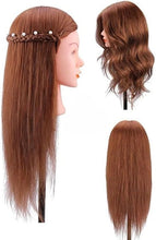 Load image into Gallery viewer, Mannequin Head with 100% Human Hair With Stand, 24 To 20 inch Real Hair, Cosmetology Doll Nature Hair Head For Hairdressers' Practice Training, Hairstyling and Braid-رأس مانيكان بشعر بشري 100% مع حامل، شعر حقيقي من 24 إلى 20 بوصة،