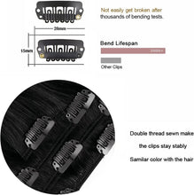 Load image into Gallery viewer, Clip On Nature Hair Extensions Straight Black 75g 4 Pieces 10 Clips -وصلات شعر طبيعية قابلة للقص، لون أسود مستقيم، 75 جم، 4 قطع، 10 مشابك