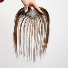 Load image into Gallery viewer, e estelle Nature Hair Toppers for Women,Real Human Hair Pieces for Lady with Thinning Hair, Nature Hair Patch with Bangs Clip in Hair Extensions (Nature Black, 5x12cmbase,hairlength25cm, Straight)