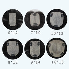 Load image into Gallery viewer, e estelle 100% Human Hair Topper Clip in Hair Toupee for Women Mid Part Straight Wiglets Hairpieces for Mild Hair Loss Volume Cover Gray Hair (1B) (Base7X10cm.Length30cm, machine making)