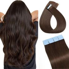 Load image into Gallery viewer, e estelle Nature Hair Extension Tape in,Remy Human Hair Tape In Extention Seamless Skin Weft Straight Real Hair Tape in Extensions (Jet Black 01, 16 in)