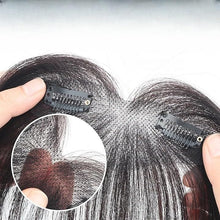 Load image into Gallery viewer, e estelle Nature Hair Toppers for Women,Real Human Hair Pieces for Lady with Thinning Hair, Nature Hair Patch with Bangs Clip in Hair Extensions (Nature Black, 5x12cmbase,hairlength25cm, Straight)