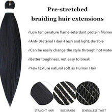 Load image into Gallery viewer, e estelle Braid Stretched Hair Extension Braiding Hair Braid Professional Hair Yaki Synthetic Hair 26 Inch (4pcs/park, black)