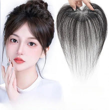 Load image into Gallery viewer, e estelle Nature Hair Toppers for Women,Real Human Hair Pieces for Lady with Thinning Hair, Nature Hair Patch with Bangs Clip in Hair Extensions (Nature Black, 5x12cmbase,hairlength25cm, Straight)