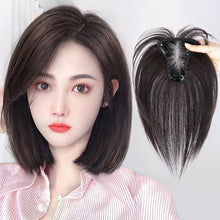 Load image into Gallery viewer, Nature Hair Toppers for Women,Real Human Hair Pieces for Lady with Thinning Hair, Nature Hair Patch with Bangs Clip in Hair Extensions -أغطية شعر طبيعية للنساء ذوات الشعر الرقيق