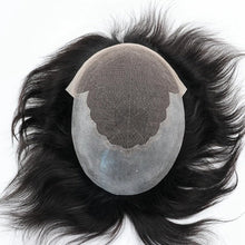 Load image into Gallery viewer, e estelle Men Natural Hair Toupee, Human Hair Q6 Swiss Lace Base PU Around Man Hair Replacement System, For Thin Or Hairloss (Nature Black, 8x10)