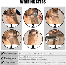 Load image into Gallery viewer, e estelle Nature Hair Extension Tape in,Remy Human Hair Tape In Extention Seamless Skin Weft Straight Real Hair Tape in Extensions (Jet Black 01, 16 in)