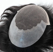 Load image into Gallery viewer, e estelle Men Natural Hair Toupee, Human Hair Q6 Swiss Lace Base PU Around Man Hair Replacement System, For Thin Or Hairloss (Nature Black, 8x10)