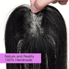 Load image into Gallery viewer, Nature Hair Toppers for Women,Real Human Hair Pieces for Lady with Thinning Hair, Nature Hair Patch with Bangs Clip in Hair Extensions -أغطية شعر طبيعية للنساء ذوات الشعر الرقيق