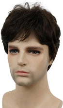 Load image into Gallery viewer, Men's Fluffy Wigs Mens Short Curly Fluffy Wig Natural Men Wig Synthetic Full Wigs(azboydarkbrown)