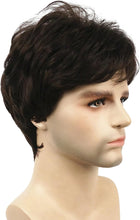 Load image into Gallery viewer, Men's Fluffy Wigs Mens Short Curly Fluffy Wig Natural Men Wig Synthetic Full Wigs(azboydarkbrown)
