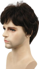 Load image into Gallery viewer, Men's Fluffy Wigs Mens Short Curly Fluffy Wig Natural Men Wig Synthetic Full Wigs(azboydarkbrown)