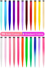 Load image into Gallery viewer, 10PCS Colored Clip in Hair Extensions 20'' Colorful Straight Hair Extensions Clip in for Women and Kids Multi-Colors Party Highlights Streak Synthetic Hairpieces Wonderful Rainbow Colors(J+5)%