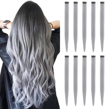 Load image into Gallery viewer, 10PCS Colored Clip in Hair Extensions 20'' Colorful Straight Hair Extensions Clip in for Women and Kids Multi-Colors Party Highlights Streak Synthetic Hairpieces Wonderful Rainbow Colors(J+5)%