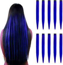 Load image into Gallery viewer, 10PCS Colored Clip in Hair Extensions 20'' Colorful Straight Hair Extensions Clip in for Women and Kids Multi-Colors Party Highlights Streak Synthetic Hairpieces Wonderful Rainbow Colors(J+5)%