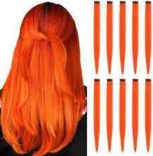 Load image into Gallery viewer, 10PCS Colored Clip in Hair Extensions 20'' Colorful Straight Hair Extensions Clip in for Women and Kids Multi-Colors Party Highlights Streak Synthetic Hairpieces Wonderful Rainbow Colors(J+5)%