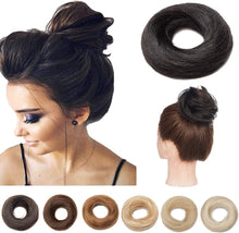 Load image into Gallery viewer, Estelle Human Hair Bun Hair Piece Remy Hair Bun Scrunchies Real Updo Hairpieces Wavy Stretchy Hair Bun Donot Elegant Chignon with Elastic Rubber Band Hair Accessory For Women
