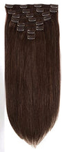 将图片加载到图库查看器,Straight Hair Extensions Clip In Human Hair Double Weft Dark Brown/Jet Black/Nature Black Clip on Hair Extensions Remy Human Hair Thick for Black Woman 100g 8Pcs/Lot