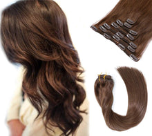 Load image into Gallery viewer, Clip In Remy Human Hair Extension , Silky Straight Weft, Brown-مشبك في وصلات شعر ريمي بشري ، لحمة مستقيمة حريري ، بني