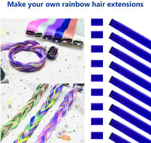 Load image into Gallery viewer, 10PCS Colored Clip in Hair Extensions 20'' Colorful Straight Hair Extensions Clip in for Women and Kids Multi-Colors Party Highlights Streak Synthetic Hairpieces Wonderful Rainbow Colors(J+5)%