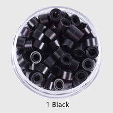 Load image into Gallery viewer, Silicone Lined Micro Links Rings Beads Hair Feather Extensions 5.0x3.0x3.0 mm Hair Beads وصلات صغيرة مبطنة بالسيليكون وصلات خرز وصلات شعر وصلات شعر 5.0x3.0x3.0 ملم خرز شعر