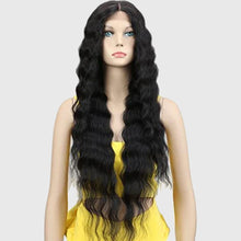 Load image into Gallery viewer, Estelle Lace Front Wigs 24'' Long Wavy Synthetic Wig 4.5" Transparent Lace For Women (BLACK COLOR) Estelle الدانتيل الجبهة الباروكات 24 '' طويل مموج الاصطناعية الباروكة 4.5 "دانتيل شفاف للنساء (أسود اللون)