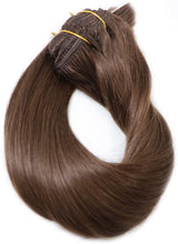 Load image into Gallery viewer, Clip In Remy Human Hair Extension , Silky Straight Weft, Brown-مشبك في وصلات شعر ريمي بشري ، لحمة مستقيمة حريري ، بني