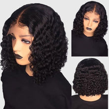 Load image into Gallery viewer, Human Brazilian Hair Water Wave 1b Bobo Wig-شعر مستعار بشري برازيلي موجة الماء 1b بوبو