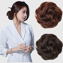Load image into Gallery viewer, Eestelle messyBun Scrunchie with Elastic Rubber Band Ponytail Hair Extensions Updo Chignon Donut Ponytail Hairpiece Synthetic Tousled Hair for Women (nature balck2)