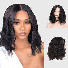 Load image into Gallery viewer, Synthetic Black Short Curve Synthetic Hair Wigs -أسود قصير منحنى الاصطناعية باروكات الشعر الاصطناعية
