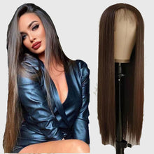 Load image into Gallery viewer, Estelle Chestnut Brown Long Straight Lace Front Wigs Hair, Glue less Natural Heat Resistant Synthetic Hair for Black Women 100% Stylish Wigs (#6 Brown)