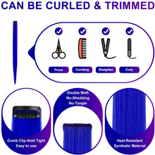 Load image into Gallery viewer, 10PCS Colored Clip in Hair Extensions 20'' Colorful Straight Hair Extensions Clip in for Women and Kids Multi-Colors Party Highlights Streak Synthetic Hairpieces Wonderful Rainbow Colors(J+5)%