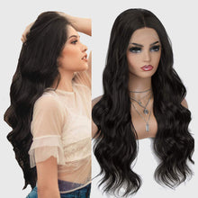 Load image into Gallery viewer, Estelle Lace Front Wigs Black 24 Inches Long Wavy Synthetic Wigs for Black Women Estelle الدانتيل الجبهة الباروكات الأسود 24 بوصة طويل مموج الاصطناعية الباروكات للنساء السود