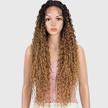 Load image into Gallery viewer, Estelle Long Curly Lace Front Wigs with 13"x2.5" Simulated Scalp Wig (Curly, Ombre Honey Color) شعر مستعار أمامي طويل مجعد من Estelle مع شعر مستعار مقلد لفروة الرأس مقاس 13 × 2.5 بوصة (مجعد ، لون عسلي متدرج)