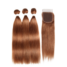 Load image into Gallery viewer, Clip In Remy Human Hair Extension , Silky Straight Weft, Brown color30-مقطع في وصلات شعر ريمي بشري ، لحمة مستقيمة حريري ، لون بني 30
