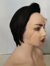 Load image into Gallery viewer, real human hair short styling lace wigs-black -شعر بشري حقيقي قصير تصفيف الشعر المستعار الدنتلة - أسود