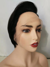 Load image into Gallery viewer, real human hair short styling lace wigs-black -شعر بشري حقيقي قصير تصفيف الشعر المستعار الدنتلة - أسود