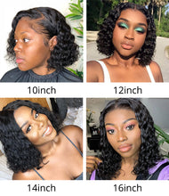Load image into Gallery viewer, Human Brazilian Hair Water Wave 1b Bobo Wig-شعر مستعار بشري برازيلي موجة الماء 1b بوبو