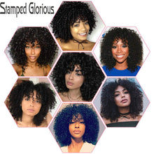 Load image into Gallery viewer, Short Curly Afro Wigs with Bangs for Black Women ,Kinky Curly Wig Synthetic Fiber Heat Resistant Full Wig (Black)شعر مستعار أفرو مجعد قصير مع الانفجارات للنساء السود ، شعر مستعار غريب مجعد من الألياف الاصطناعية مقاومة للحرارة شعر مستعار كامل (أسود)