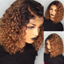 Load image into Gallery viewer, Human Brazilian Hair Water Wave 1b30 Bobo Wig-شعر مستعار بشري برازيلي موجة الماء 1b30 بوبو