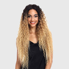 Load image into Gallery viewer, Estelle Lace Front Wigs Ombre Blonde 24'' Long Small Curly Wavy Synthetic Wigs For Women 130% Density Wigs Estelle الدانتيل الجبهة الباروكات أومبير شقراء 24 `` طويل صغير مجعد شعر مستعار اصطناعي مموج للنساء 130٪ كثافة الشعر المستعار