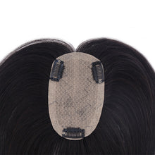 Load image into Gallery viewer, Clip In Human Hair Silk Base Top Hairpiece, Women Crown Toupee for Thinning Hair Natural Black 7x10cm--مقطع في الشعر البشري قاعدة من الحرير هيربيسي ، شعر مستعار نسائي تاج لترقيق الشعر الطبيعي الأسود 7x10 سم