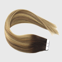 Load image into Gallery viewer, Seamless Tape In Human Hair Extension Dark Brown- Color4T8P22 شريط غير ملحوم في وصلات شعر بشري بني غامق اللون 4T8P22