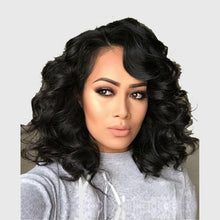 Load image into Gallery viewer, Estelle heat resistant high quality fiber Lace Front Short Wig body Dark Brown wave Estelle ألياف عالية الجودة مقاومة للحرارة الدانتيل الجبهة باروكة قصيرة الجسم موجة بني داكن