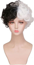 Load image into Gallery viewer, Estelle Black and White Wig Wavy Synthetic Wigs For Women Full Bang Heat Resistant Wig